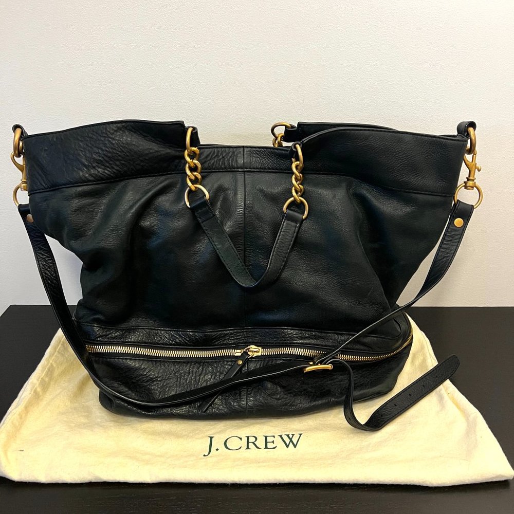 J Crew Black Leather Exhibitor Mega Tote - RN29448 - Picture 2 of 5